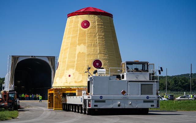 NASA image: Launch Vehicle Stage Adapter for Artemis II Moved, Prepped for Shipment